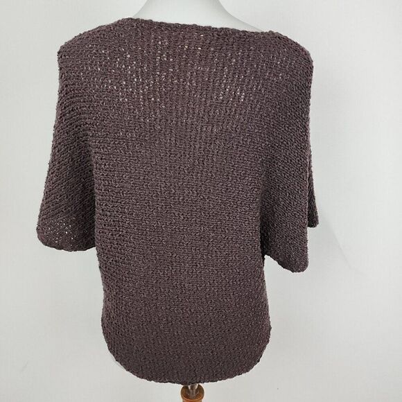 Project Brown Cotton Blend Loose Textured Knit Short Dolman Sleeve Sweater - Picture 3 of 5